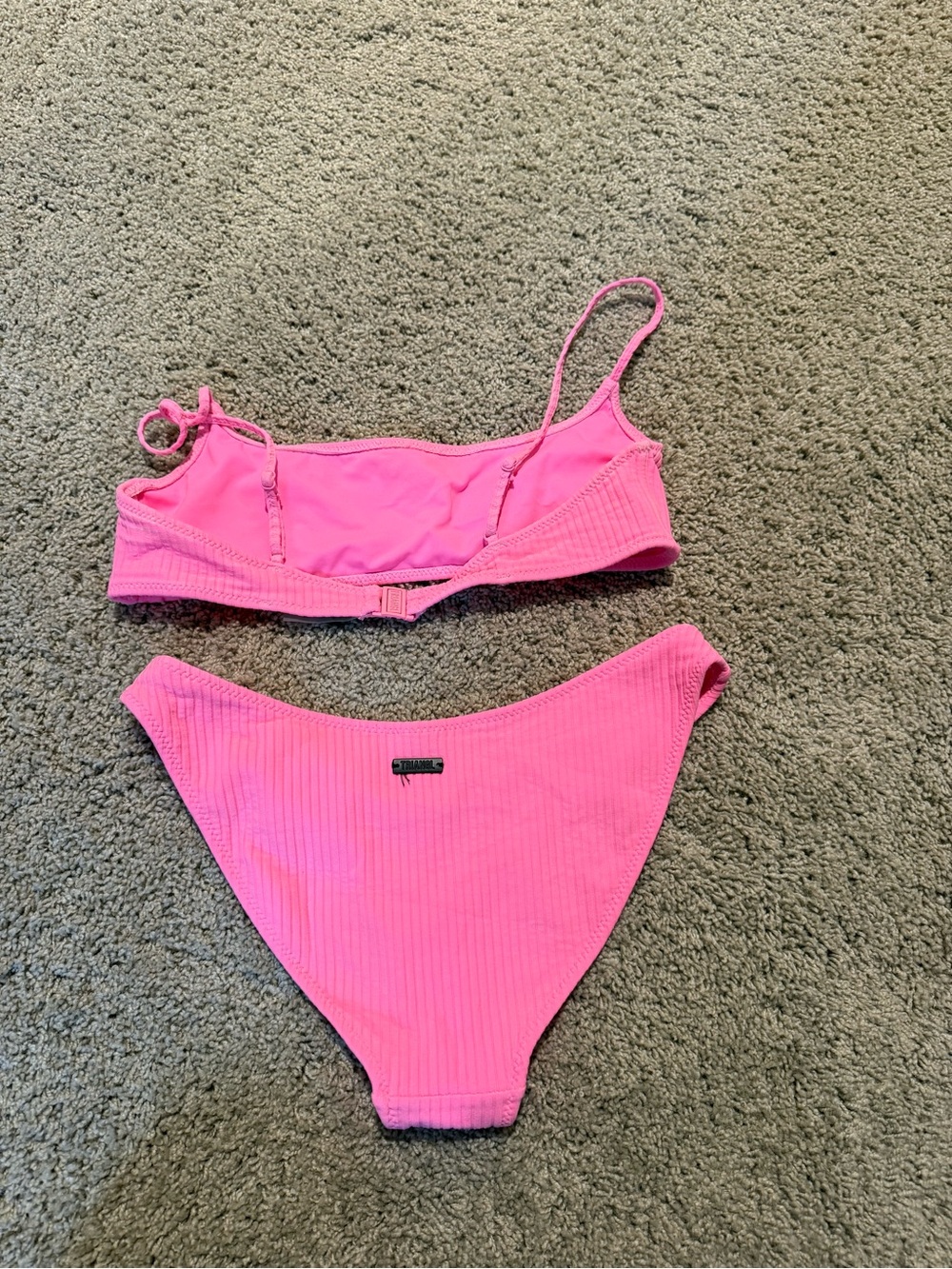 Triangl Pink Ribbed Bikini Set - Picture 2 of 4